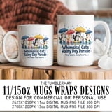 Whimsical Cats Rainy Day Parade Digital thumbnail 1