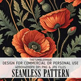 Red Poppy Tumbler Design, Floral Digital Paper, Watercolor Flowers, Tumbler Png, Junk Journal Pages, Digital Scrapbooking Paper thumbnail 1