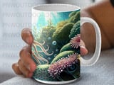 Sea Turtle Mug Sublimation Wrap, Underwater Ocean Life 11oz 15oz Design, Vibrant Coral Reef Marine Turtle Digital thumbnail 8