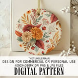 Autumn Flowers Tumbler Design, Digital Paper Pack, Floral Background, Watercolor, Fall Scrapbook Paper, Junk Journal, Seamless Pattern thumbnail 3