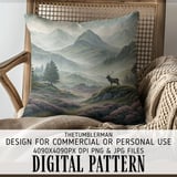 Misty Highlands Stag Landscape Digital Size Bundle Png thumbnail 5