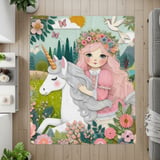 Unicorn Blanket Pillow Pillow Case: Floral Crown Girl, Pastel Colors, Whimsical thumbnail 4