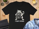 I Eat Steel absurd brain rot Gym Cat Tee thumbnail 1