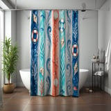 Oceanic Whimsy Watercolor Shower Curtain thumbnail 7
