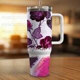 Rose Tumbler Wrap, 40oz Tumbler Design, Floral Sublimation, Seamless Tumbler Wrap, Distressed Tapered Tumbler, Digital Download thumbnail 2