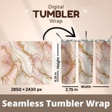 20 oz Skinny Tumbler Wrap Sublimation Design, Pink Marble Gold Veins, Straight and Tapered Wrap png, Tumbler Digital Download thumbnail 5