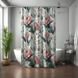 Blushing Peony Watercolor Shower Curtain thumbnail 7