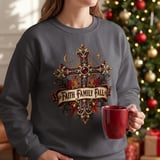Faith Family Fall Sweatshirt, Christian Autumn Hoodie, Vintage Fall Cross Crewneck, Thanksgiving Tote Bag, Religious Gift for Women thumbnail 11