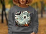 Halloween Ghost Cat Pumpkin T-Shirt, Gone with the Wind Boo Tee, Spooky Season Shirt, Autumn Fall Tee, Bat Kite Halloween Tshirt thumbnail 3