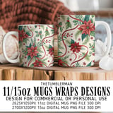 Poinsettia Tumbler Design, Christmas Digital Paper, Watercolor Floral Junk Journal, Printable PNG, Scrapbooking Paper thumbnail 4