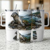 Coastal Seal Tumbler Wrap Digital Design 40oz | Ocean Lighthouse Beach Tumbler PNG Sublimation File | Marine Life Tumbler Art for Sea Lovers thumbnail 11