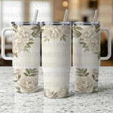 40oz Tumbler Wrap Sublimation Design, Seamless Distressed Peony Floral, Tapered Digital Download, Luxury Designs, Free Car Coasters PNG thumbnail 4