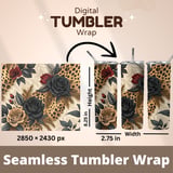 Digital Leopard Print Bundle, Rose Flower Pattern, Printable Digital, Floral Fabric Design, Trendy Leopard Print, Seamless Leopard Pattern thumbnail 9