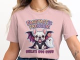 Fangtastic Frenchie Halloween Sweatshirt, Cute French Bulldog in Costume, Spooky Ghost and Lollipop Design, adult and kid size t-shirts thumbnail 1