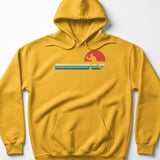 Pickleball Gildan Fleece Hoodie, Retro Vintage 70s Sunset Stripes Player Silhouette, Court Pullover thumbnail 10