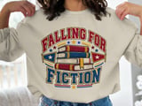 Falling For Fiction Sweatshirt, Bookish Hoodie, Dark Academia Tote Bag, Vintage Reading Crewneck, Cute Book Lover Gift For Readers thumbnail 14