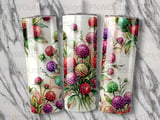 Watercolor Floral Tumbler Sublimation Design PNG | 20oz Skinny Seamless Tapered Digital File with Free Car Coaster Wrap thumbnail 7