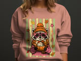 Cute Raccoon Fall Sweatshirt, Pumpkin Spice Latte Hoodie, Cozy Autumn Animal Tee, Heart Glasses Lover Apparel Gift thumbnail 5