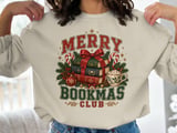 Merry Bookmas Club Christmas Graphic, Cozy Bookish Holiday Art, Book Lover Christmas Gift, Reader Winter Design, Retro Book Club Merch thumbnail 2
