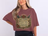 Tattoo T Shirt, National Tattoo Day Tee, Funny Adulting Gift, Bird and Rose Design, Tattoo Art Shirt, T Shirt for Sticker Lovers thumbnail 6