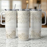 Luxury Bridal Design 40oz Tumbler Wrap Sublimation Design, Seamless Distressed Tapered Digital, Gold Floral Vine , Free Car Coasters PNG thumbnail 2