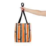 Spooky Bat & Star Grunge Stripe Phone Case, Halloween Aesthetic Tote Bag, Orange and Black Witchy Phone Cover thumbnail 7
