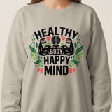 Healthy Body Happy Mind Shirt, Mental Health Fitness Sweatshirt, Workout Graphic Tee, Gym Motivational T-Shirt, Wellness Self Care Gift thumbnail 3