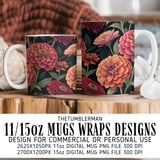 Colorful Floral Tumbler, Digital Download, Watercolor Flower Background, Scrapbook Paper, Floral Junk Journal Pages, Printable tumbler png thumbnail 4