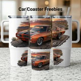 40oz Tumbler Wrap Pontiac GTO Sublimation Design, Classic Muscle Car Digital Download, Route 66 Desert Road Trip Tumbler PNG Gift thumbnail 1