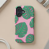 Pink Monstera Leaves MagSafe® Phone Case thumbnail 5