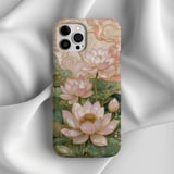 Lotus Flower Tough Phone Case, Pearlescent Floral Aesthetic Cover, Zen Art Nouveau Chinoiserie Gift for Her, Cute Botanical Phone Case thumbnail 5