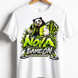 Panda Gaming T-Shirt for Kids, Nova Game On Youth Gamer Tee, Neon Green Panda Graphic Shirt, Pixo League thumbnail 1
