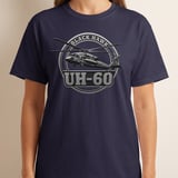 Black Hawk UH 60 T-Shirt, Military Helicopter Pilot Graphic Tee, Army Aviation Veteran Shirt, Tactical Aircraft Badge Crewneck Top thumbnail 7