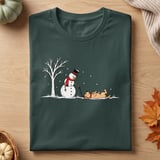 Snowman Walking Stubborn Dog Tee thumbnail 5