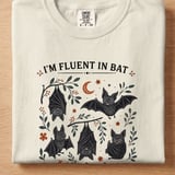 Fluent in Bat and Sarcasm Shirt, Cute Bat Lover T-Shirt, Funny Goth Aesthetic Sweatshirt, Witchy Halloween Gift for Her thumbnail 5