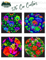 Neon Pansy Tumbler Sublimation PNG, Vibrant Floral 20oz Seamless Design, Glowing Pansies Wrap Digital Download, Car Coaster Files thumbnail 11