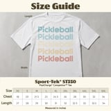 Pickleball Sport-Tek Performance Tee, Pickleball Multi-Color Retro Stripe Text Graphic, Court Apparel thumbnail 12