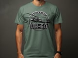 Black Hawk UH 60 T-Shirt, Military Helicopter Pilot Graphic Tee, Army Aviation Veteran Shirt, Tactical Aircraft Badge Crewneck Top thumbnail 3