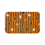 Cute Halloween Shower Curtains, Bath Mat, Kawaii Ghost and Skeleton Spooky Season Bathroom Decor, Orange Black Striped Fall Housewarming thumbnail 14