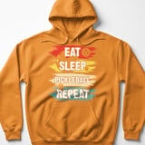 Pickleball Gildan Fleece Hoodie, Eat Sleep Pickleball Repeat, Retro Athletic Sportswear Court Pullover thumbnail 9