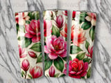 Magnolia Tumbler Wrap Sublimation PNG | Seamless Tapered 20oz Floral Digital Design with Faux Gold & Free Car Coasters thumbnail 7