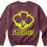 Pickleball Gildan Crewneck Sweatshirt, Addicted Graphic Print, Court Warm Up Fleece Lounge Pullover thumbnail 3