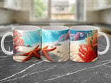 Vibrant Coral Reef Mug Sublimation Wrap for 11oz 15oz Mugs, Underwater Ocean Digital Design, Marine Life PNG Art File thumbnail 11