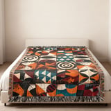 Abstract Geometric Pattern Velveteen Blanket, Woven Blanket, Throw Pillows - Modern Mid-Century Home Decor Gift thumbnail 8
