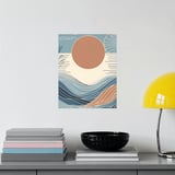 Abstract Ocean Posters, Minimalist Sun Print, Boho Waves Art, Coastal Wall Decor, Scandinavian Seascape Art, Graphic Illustration Posters thumbnail 4