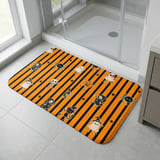 Cute Halloween Shower Curtains, Bath Mat, Kawaii Ghost and Skeleton Spooky Season Bathroom Decor, Orange Black Striped Fall Housewarming thumbnail 10