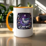 Halloween Mug, Ghost on Scooter, Spooky Night, Halloween Decor, Autumn Vibes, Gift for Halloween, Party Mug, Coffee Cup, Fun Halloween Mug thumbnail 9