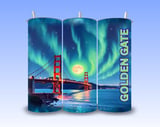 Golden Gate Northern Lights Digital Tumbler Wrap, Full Moon & Aurora Borealis 20oz Skinny Straight PNG Design thumbnail 4