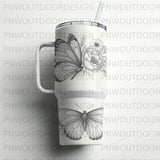 Butterfly Floral Luxury 40oz Tumbler Wrap Sublimation, Seamless Distressed Tapered, Luxury Bridal Design, Free Car Coasters, Digital Design thumbnail 6
