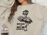 Keep Calm Roll On Flamingo Style Sweatshirt thumbnail 1